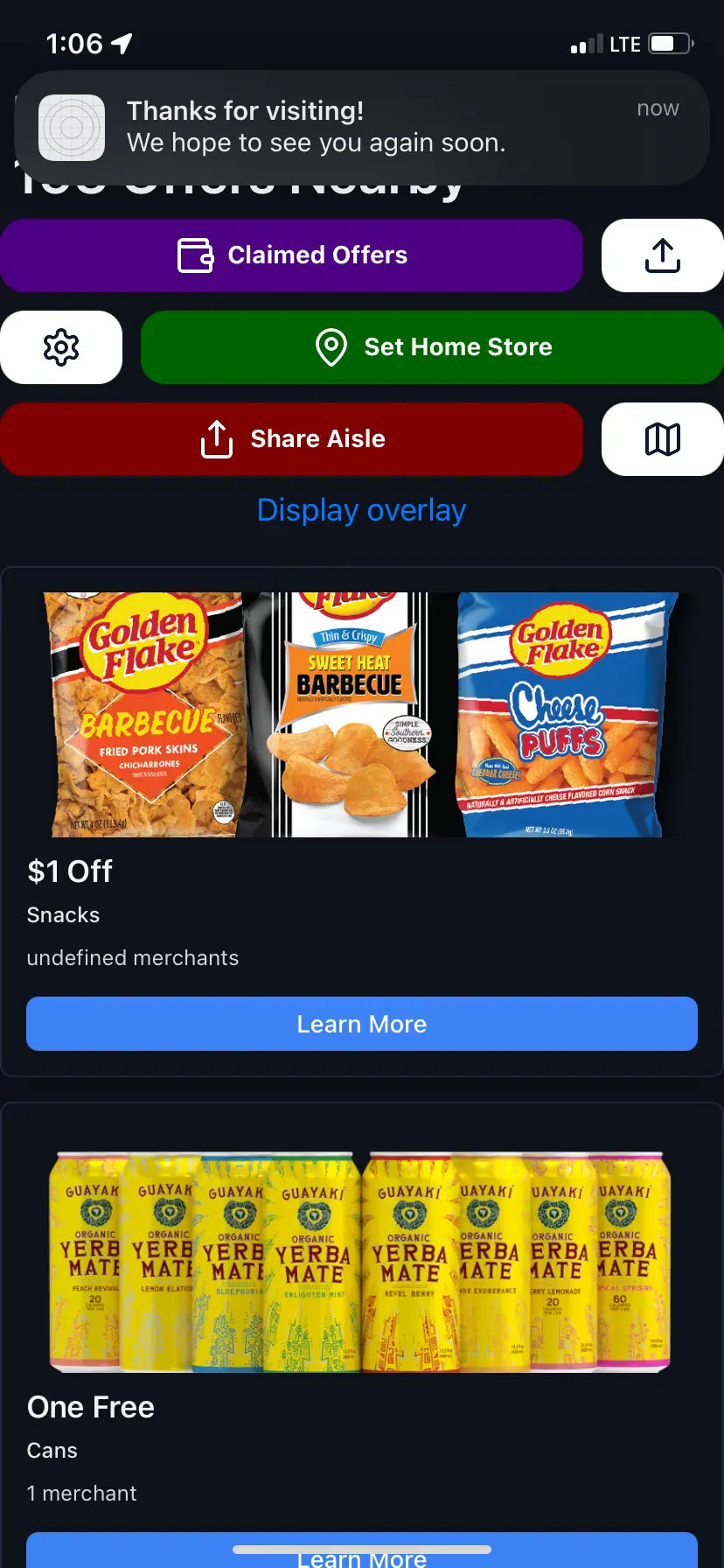 Initial prototype of the Aisle app