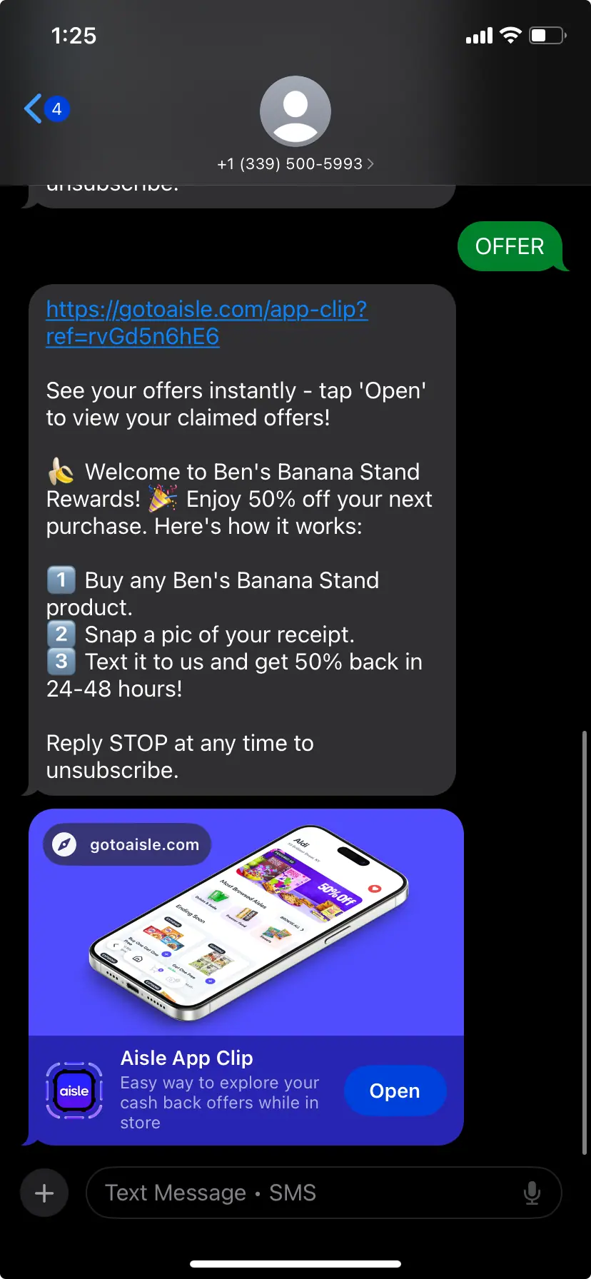 SMS marketing flow [modal]